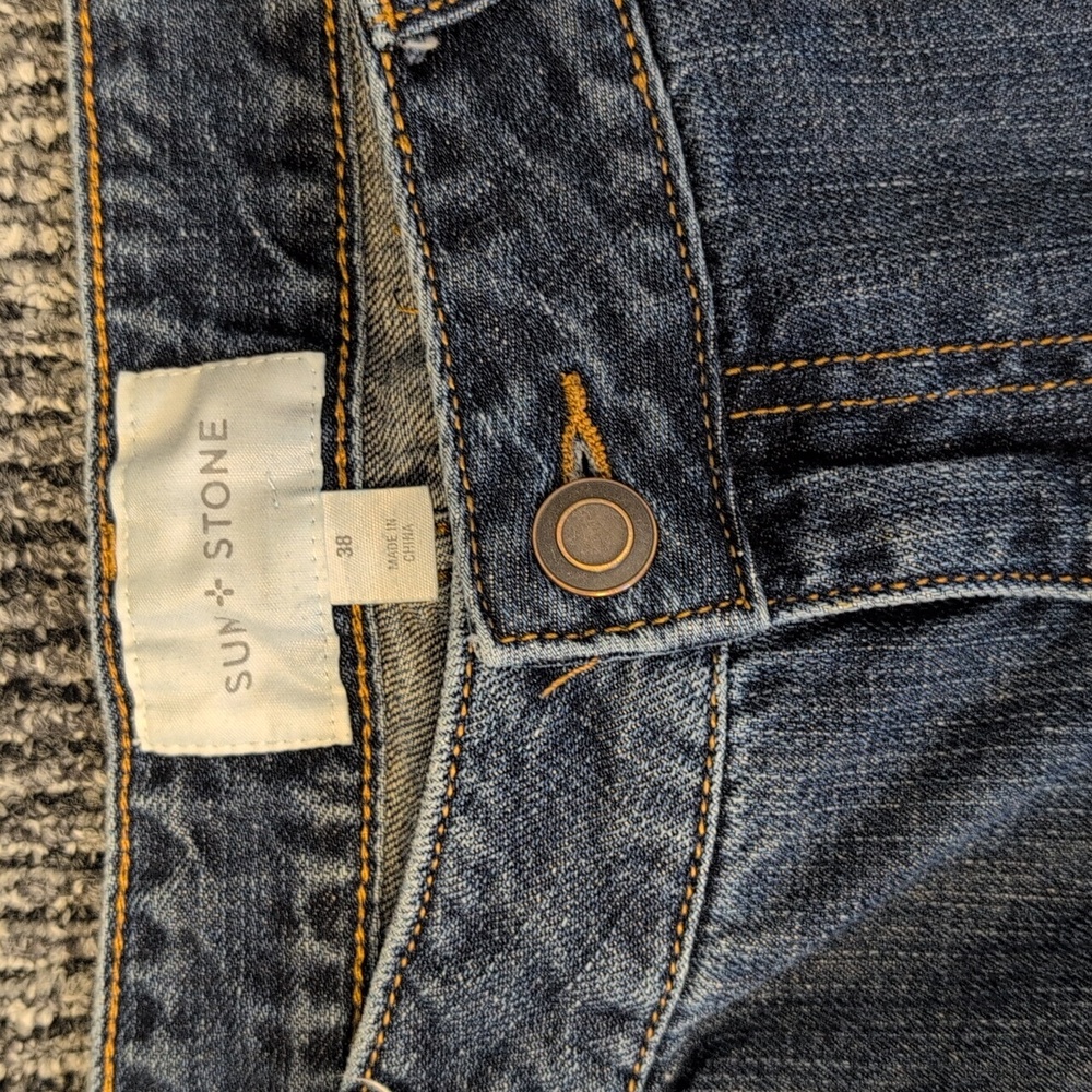 Sun + Stone Patch Jeans Men's Relaxed Fit Med Wash 38x32 - Picture 6 of 13